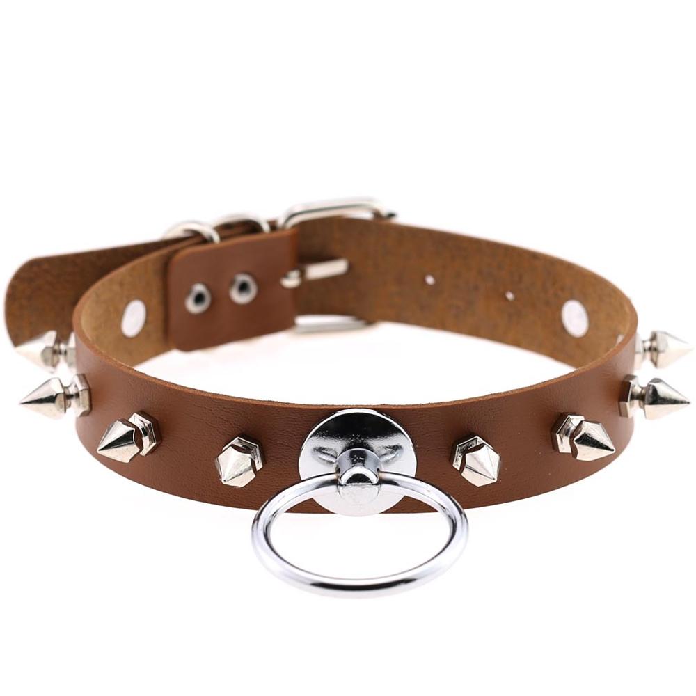 Skórzany choker z kolcami