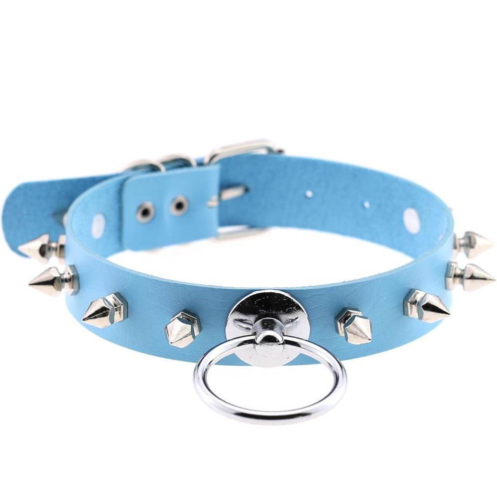 Skórzany choker z kolcami
