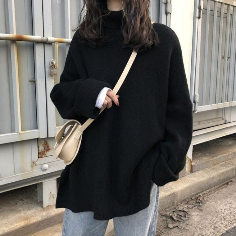 Sweter w stylu oversize z golfem