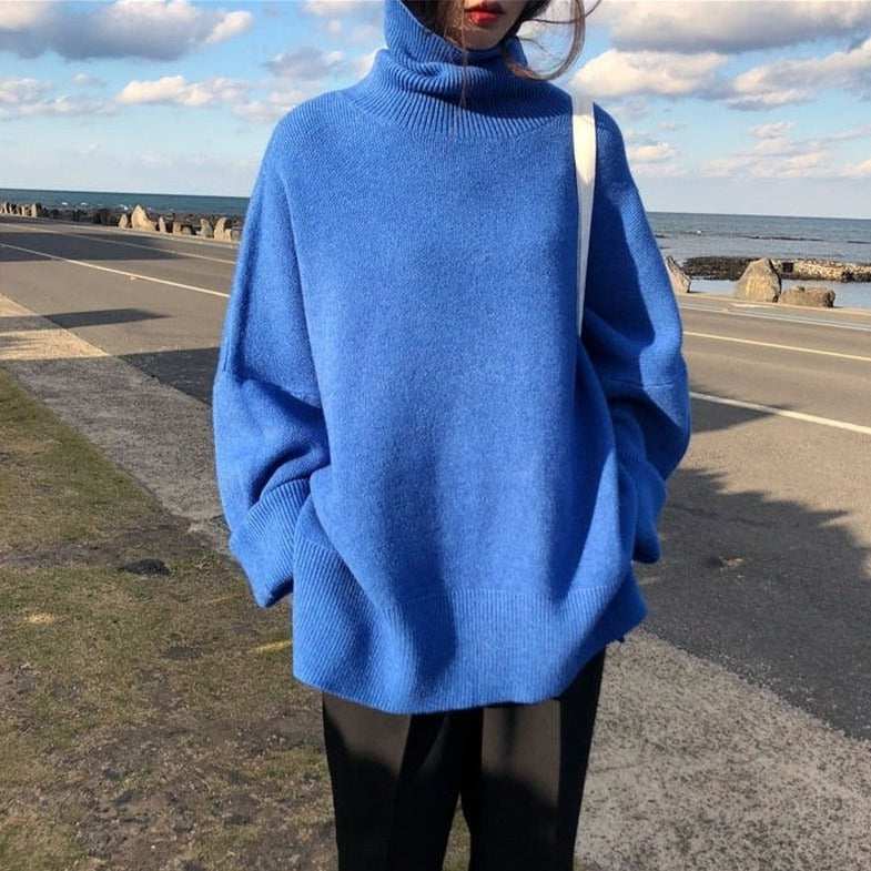 Sweter w stylu oversize z golfem