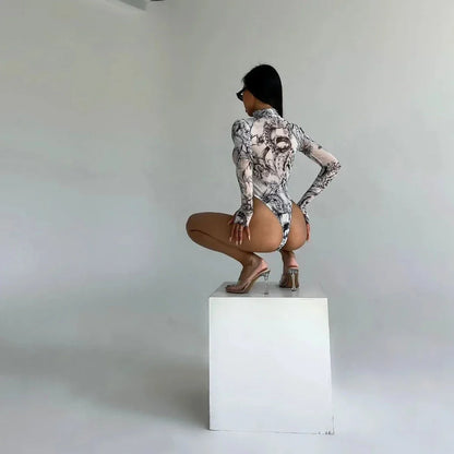 Body high leg z nadrukiem