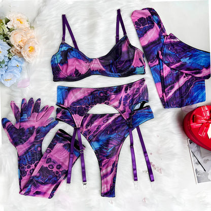 5-częsciowy komplet bielizny tie dye