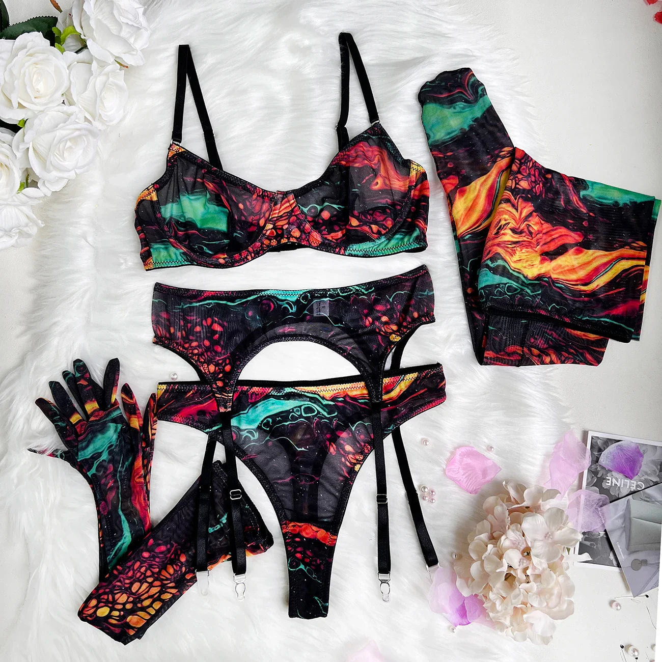 5-częsciowy komplet bielizny tie dye
