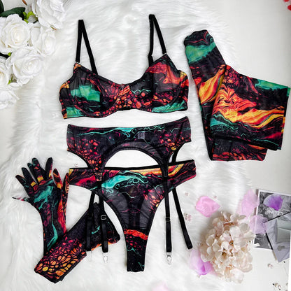 5-częsciowy komplet bielizny tie dye
