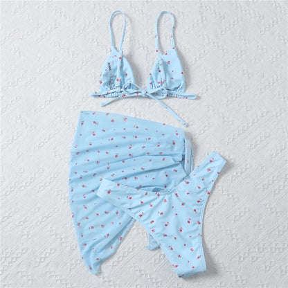 3-częściowy zestaw bikini w kwiatki